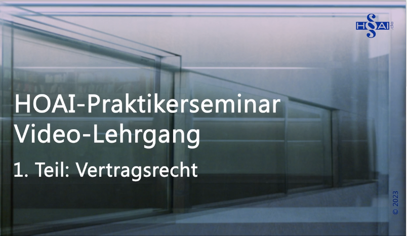 HOAI-Videolehrgang-Modul 1 - Vertragsrecht